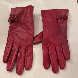 Ralph Lauren Red Gloves & Mittens with Decorative Detail